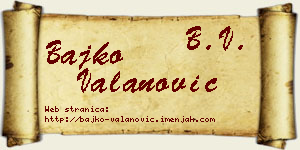 Bajko Valanović vizit kartica